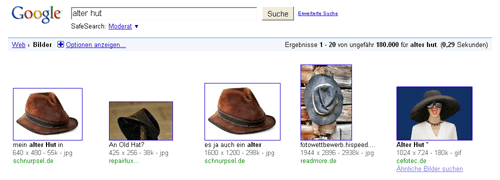 Google-Bildersuche - Alter Hut