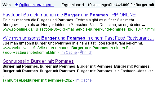 Google - Burger mit Pommes