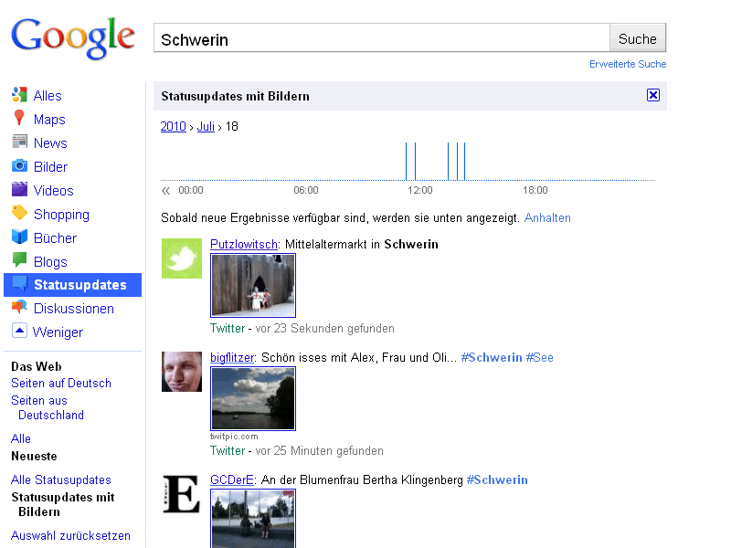 Google-Statusupdates mit Bildern