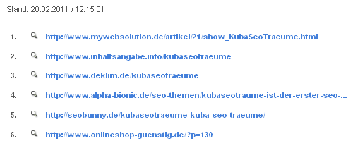 KubaSeoTräume-Top-100 bei kuba-seo-traeume.de