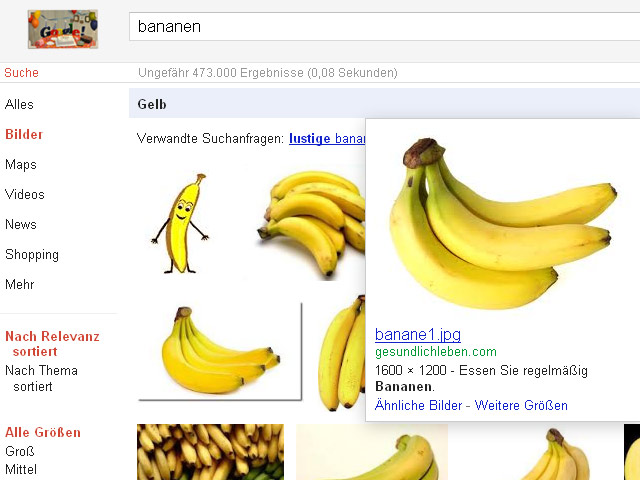 Google-Bildersuche: Bananen (gelb)
