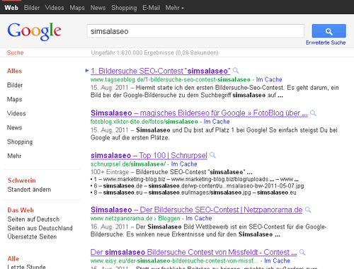 Google-Suche modifiziertes Design