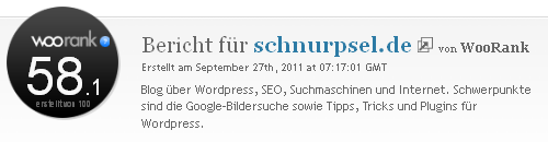Woorank für schnurpsel.de (58,1) im September 2011