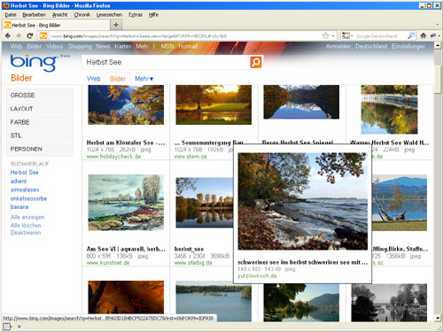 Bing-Bildersuche: Herbst See