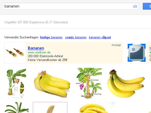 Google-Bildersuche: Bananen AdWords