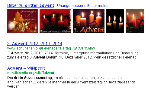Google-Suche: dritter advent
