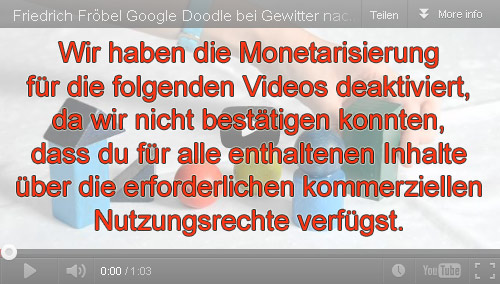 Youtube - Monetariesierung deaktiviert
