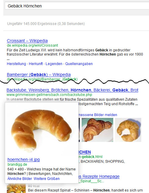 Google-Suche: Gebäck Hörnchen