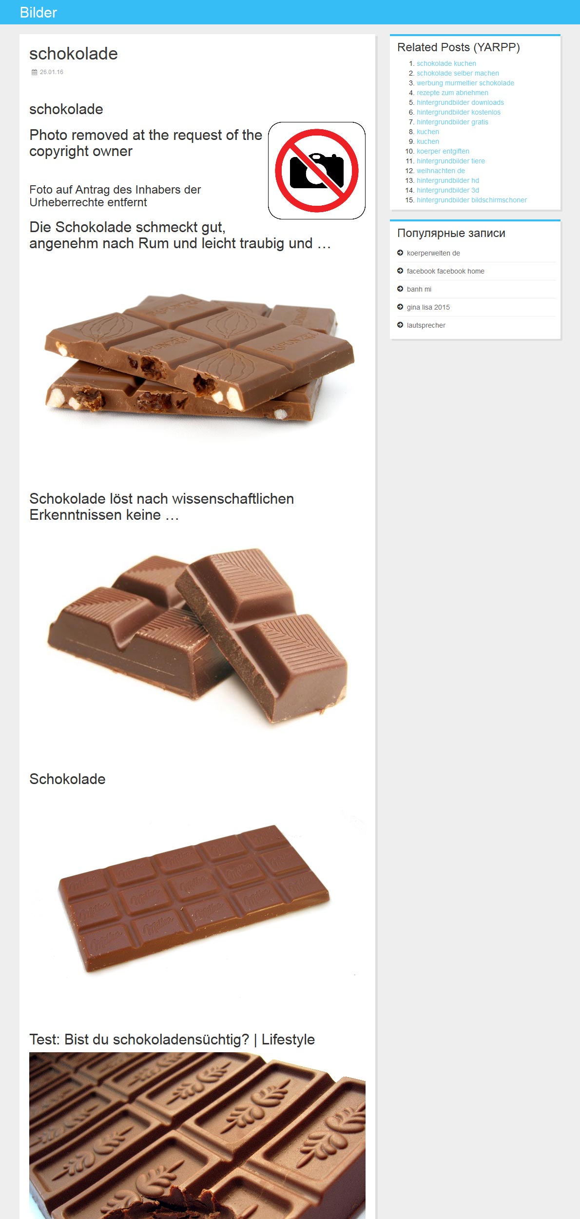 Bilder-Spam Schokolade