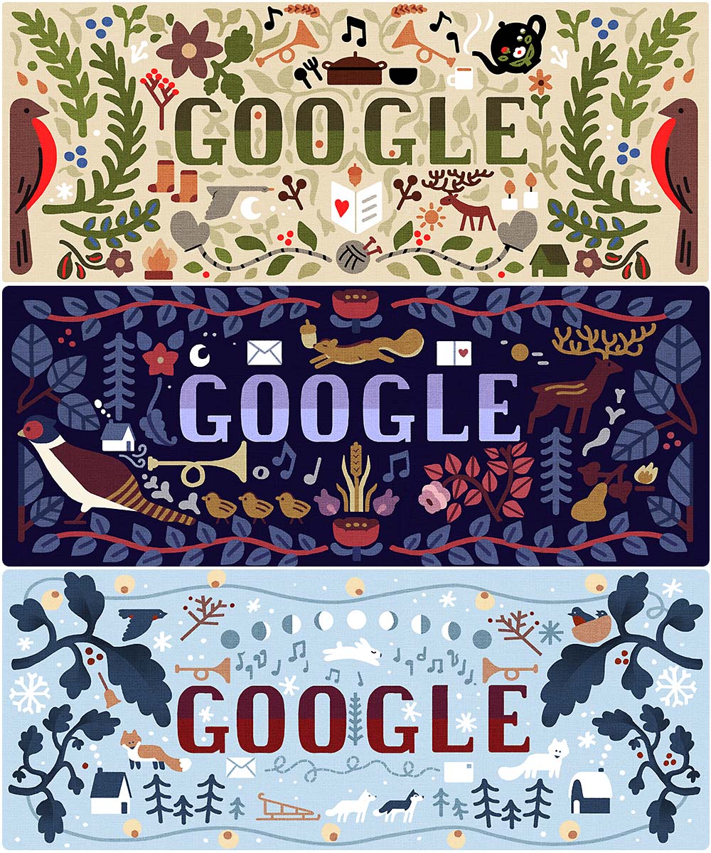 Google-Doodle Serie zu Weihnachten 2018 (bunt)