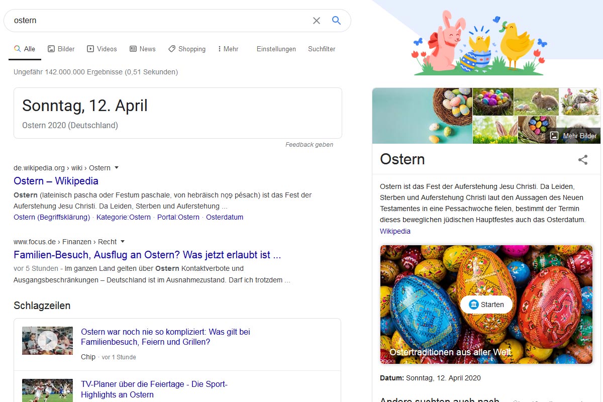 Ostern 2020 – Google Easter-Egg
